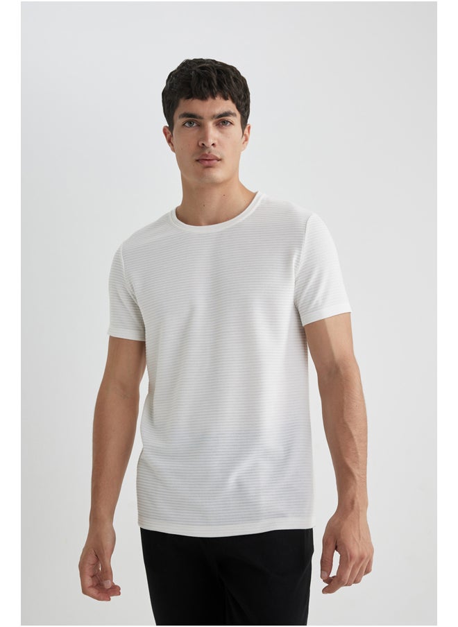 DeFacto - Man Slim Fit Crew Neck Short Sleeve Smart Casual Knitted T-Shirt - Image 1