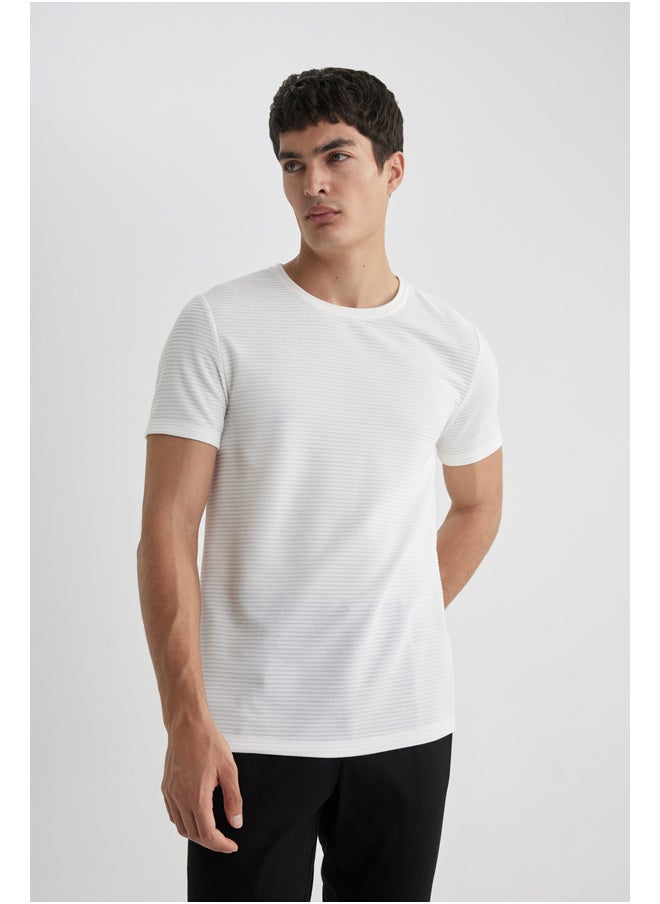 DeFacto - Man Slim Fit Crew Neck Short Sleeve Smart Casual Knitted T-Shirt - Image 1