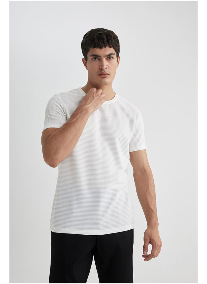 DeFacto - Man Slim Fit Crew Neck Short Sleeve Smart Casual Knitted T-Shirt - Image 1