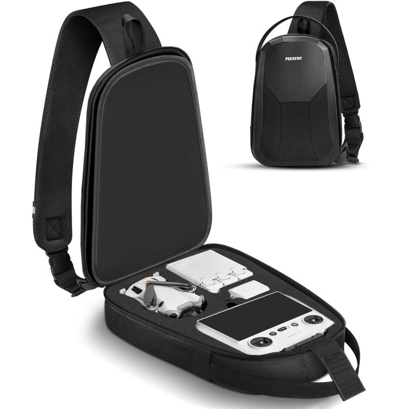 PEKREWS Mini 4 Pro Case Mini 34 Pro Waterproof Hard Carrying Case Portable Travel Drone Sling Backpack Crossbody Bag for DJI RC 2RCN3N2N1 Controller DJI Fly More Combo and Drone Accessories - Image 2