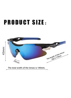 Captaintech 2 Pcs Outdoor Sports UV Protection Half Frame Sunglasses, UV400 Polarized Cycling safety Sports Sunglasses, Windproof Goggles for Baseball Golf (Silver+Blue)  - Image 2