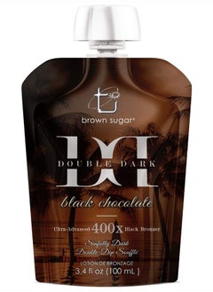 Brown Sugar Ultra Advanced 400X DOUBLE DARK BLACK CHOCOLATE Bronzer 3.4 ounce Indoor Tanning Lotion portable travel pouch 