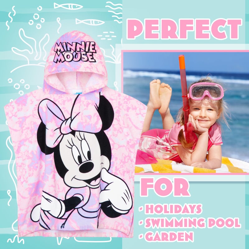 Get Trend Disney Minnie Mouse Towels for Kids Hooded Bath Towel Poncho Absorbent Pool Beach Shower Cotton Swim Towel Travel Essentials (Pink Minnie Mouse, 2-6 Years) - Image 2
