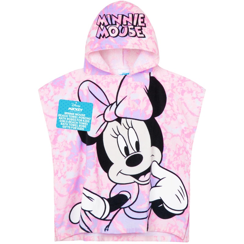 Get Trend Disney Minnie Mouse Towels for Kids Hooded Bath Towel Poncho Absorbent Pool Beach Shower Cotton Swim Towel Travel Essentials (Pink Minnie Mouse, 2-6 Years) - Image 1