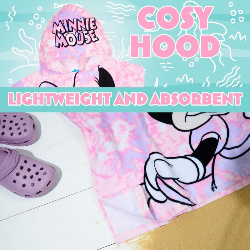 Get Trend Disney Minnie Mouse Towels for Kids Hooded Bath Towel Poncho Absorbent Pool Beach Shower Cotton Swim Towel Travel Essentials (Pink Minnie Mouse, 2-6 Years) - Image 4