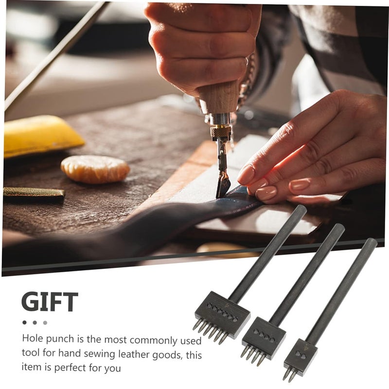 3Pcs Leather Punching Tool Hole Punch for Leather Crafts for Belts Shoes and Accessories Smooth Edges Compact Design - Image 3