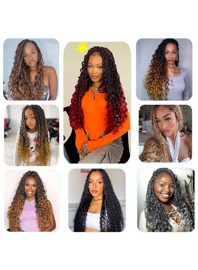 Liyate Goddess Box Braids Crochet Hair For Women 24 Inch 7 Packs Black Bohemian Crochet Braids With Curly Ends Boho Box Braid Crochet Braiding Hair Extensions, 1B - Image 1