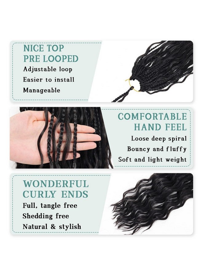 Liyate Goddess Box Braids Crochet Hair For Women 24 Inch 7 Packs Black Bohemian Crochet Braids With Curly Ends Boho Box Braid Crochet Braiding Hair Extensions, 1B - Image 3
