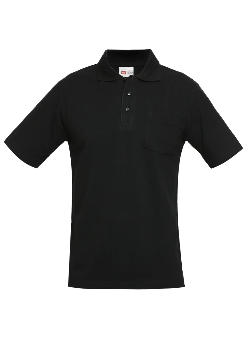 BYC MEN'S COTTON POLO T-SHIRT WITH POCKET - BLACK