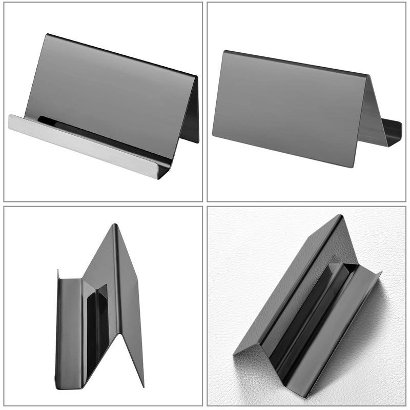 Maxdot 2 Pack Stainless Steel Business Cards Holders Desktop Credit Name Card Display Organizer for Business Mental Name Case Rack for Office Home Daily Use(Black) - Image 4