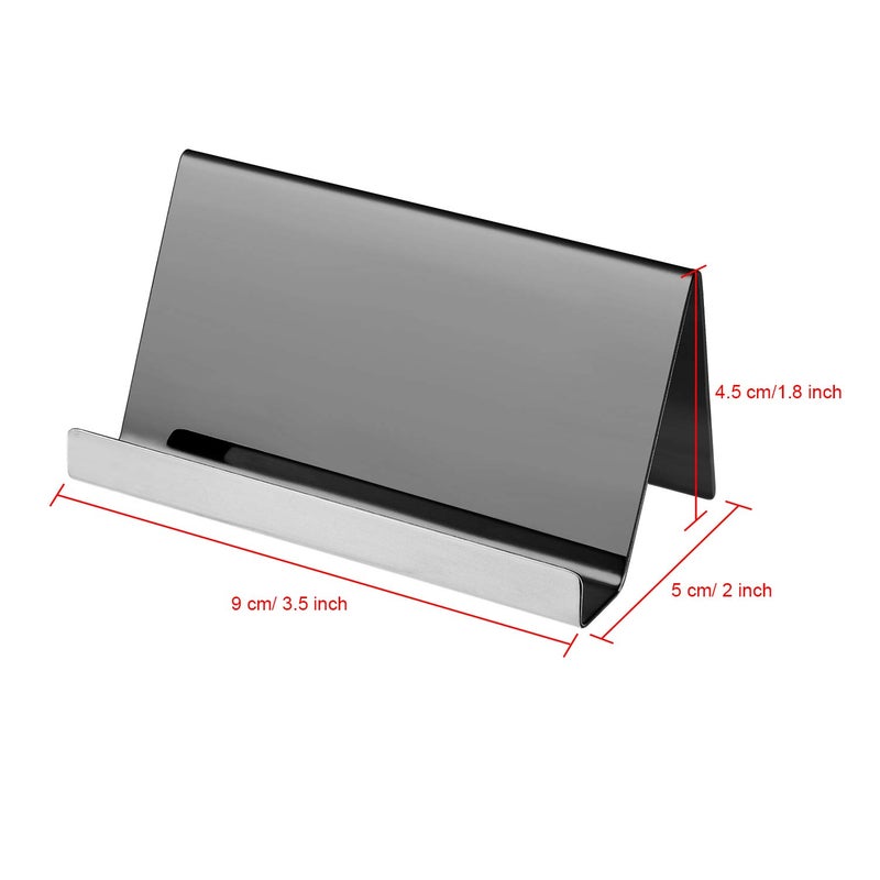 Maxdot 2 Pack Stainless Steel Business Cards Holders Desktop Credit Name Card Display Organizer for Business Mental Name Case Rack for Office Home Daily Use(Black) - Image 3