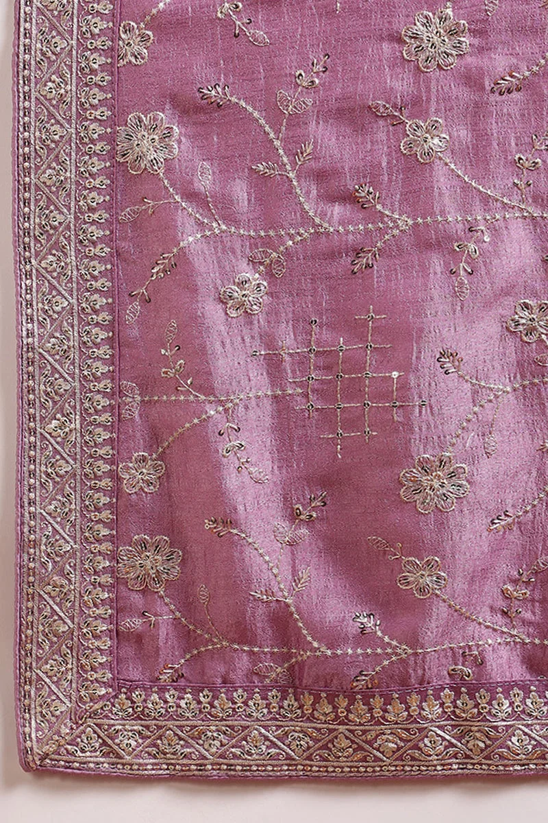 ZERESOUQ Lavender Silk Blend Machine Woven Straight Suit Set