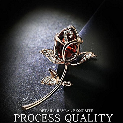 Grtdrm Created Rhinestone Crystal Brooch, Classy Rose Flower Fashion Pin Gift for Women Girls (Rose Gold-White) - Image 4