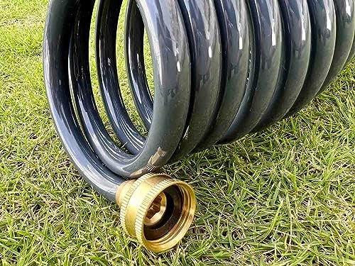 SANFU خرطوم مياه حديقة SANFU PU القابل للسحب 3/8"ID(9.5 x 12.7mm) x 15ft مع وصلات نحاسية 3/4 بوصة، خارجي، مثالي للقوارب والسفن، رمادي (15') - Image 4