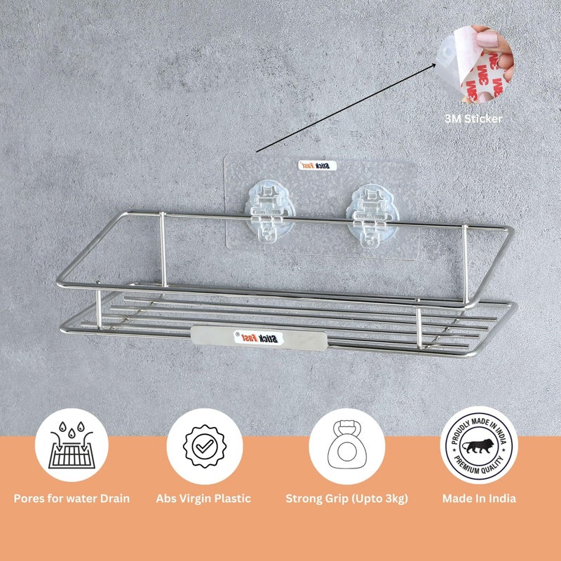 SF - Stick Fast Stainless Steel Self-Adhesive Miniclassy Bathroom Shelf With 3M Sticker For Wall Mount Multipurpose Kitchen & Bathroom Storage Organizer Tray Rack (Sf-Miniclassy-Shelf) - Image 4