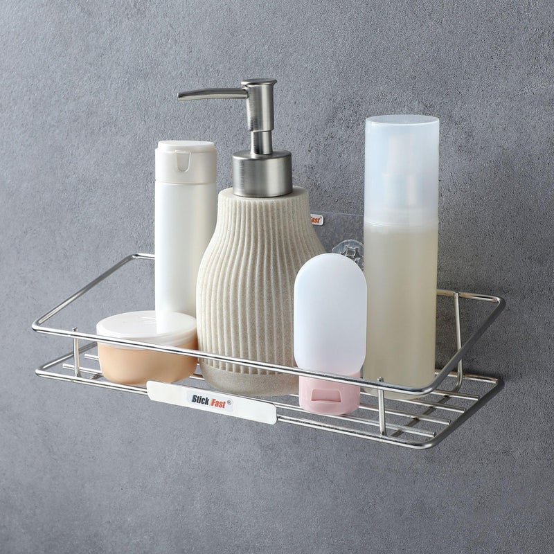 SF - Stick Fast Stainless Steel Self-Adhesive Miniclassy Bathroom Shelf With 3M Sticker For Wall Mount Multipurpose Kitchen & Bathroom Storage Organizer Tray Rack (Sf-Miniclassy-Shelf) - Image 1