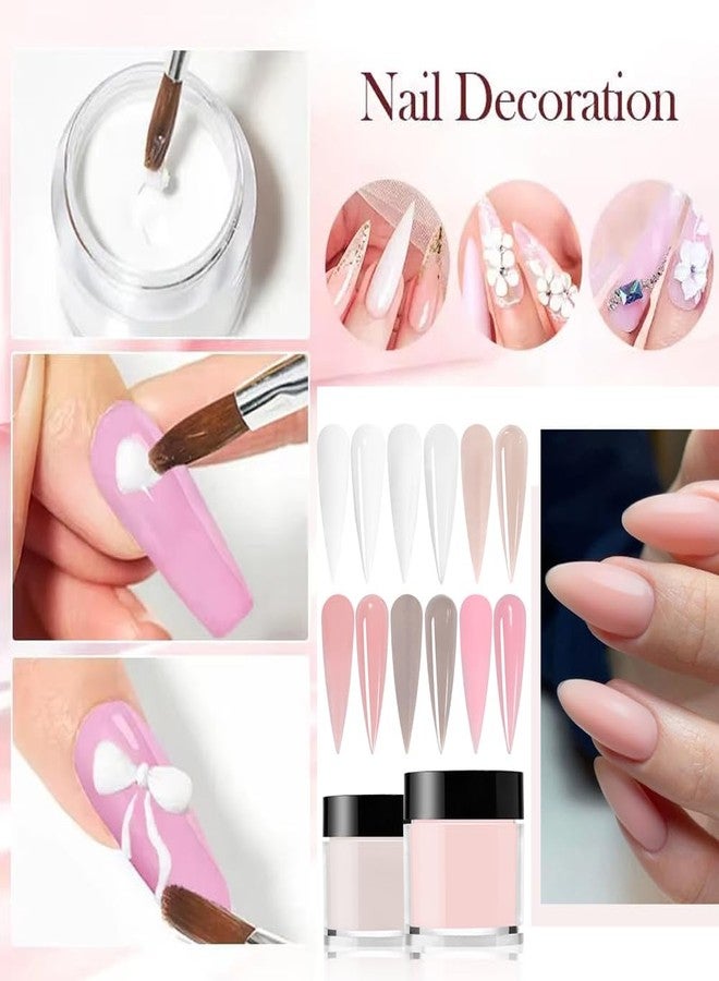 Bellecrey 6Colors/Set Acrylic Powder Glitters Acrylic Powder Professional Pink Clear White and Nude Polymer For Nails Extension 3D Tips Carving French Nude Pink Sculpting Crystal Nail Dipping - Image 2