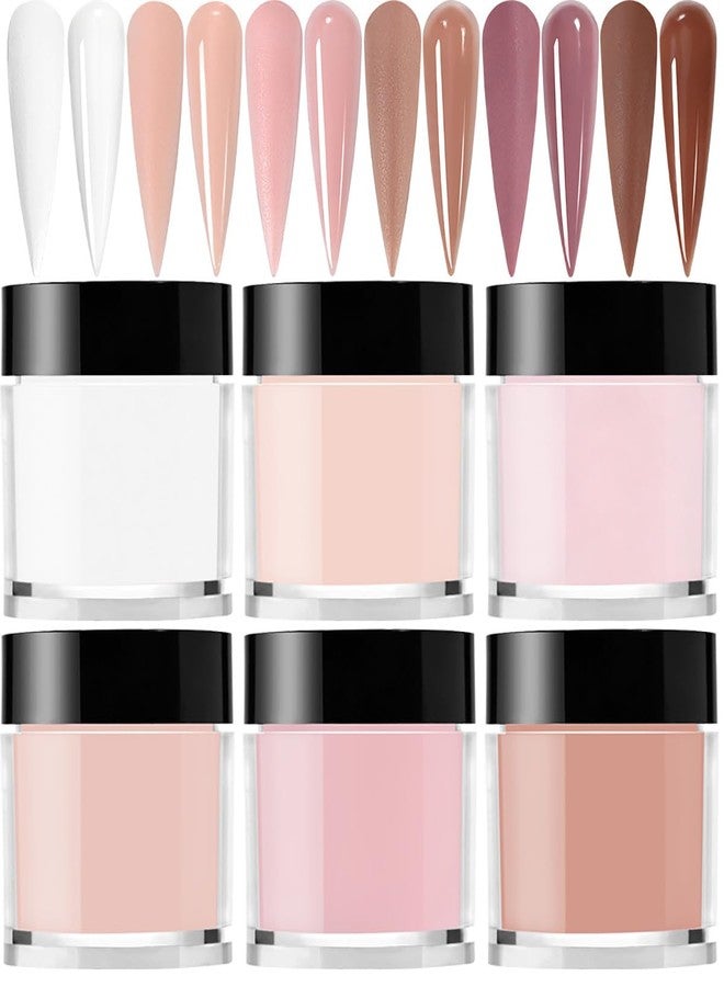 Bellecrey 6Colors/Set Acrylic Powder Glitters Acrylic Powder Professional Pink Clear White and Nude Polymer For Nails Extension 3D Tips Carving French Nude Pink Sculpting Crystal Nail Dipping - Image 1