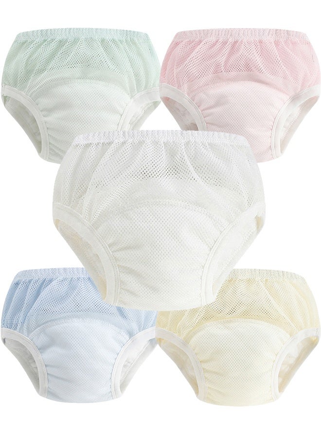 عبوة من 5 سراويل تدريب على استخدام المرحاض مصنوعة من شبكة مسامية، 6 طبقات من القطن الخالص المسامي الماص، مناسبة للأطفال الصغار والأولاد، مقاومة للماء. مقاس 90 - Image 1