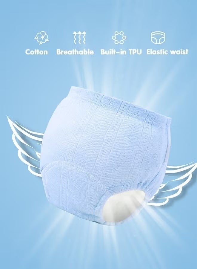 عبوة من 5 سراويل تدريب على استخدام المرحاض مصنوعة من شبكة مسامية، 6 طبقات من القطن الخالص المسامي الماص، مناسبة للأطفال الصغار والأولاد، مقاومة للماء. مقاس 90 - Image 3