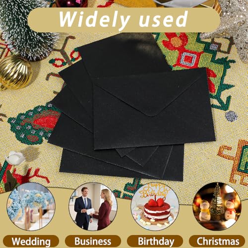 UoeRing A7 Self-Sealing Black Envelopes 50 Pcs - 5x7 Inches (5.31×7.67in) Premium 120g Pearl Glitter Paper - Printable & Writable for Wedding, Party Invitations - Includes Gold Sealing Stickers - Image 4