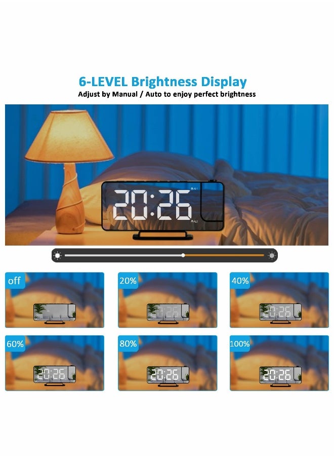 ماركة غير محددة - ساعة منبه رقمية LED مع عرض إسقاط ومرآة - Image 1