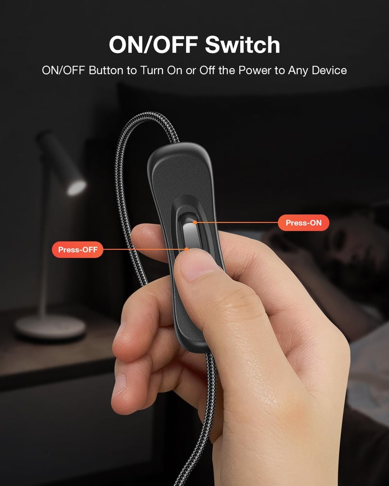 ANDTOBO USB Switch Extension Cable, (Upgraded Data + Power) USB Extension Cord with On/Off Power Switch Cable for LED Strips, iOS System, etc- 3.3 FTP - Image 2