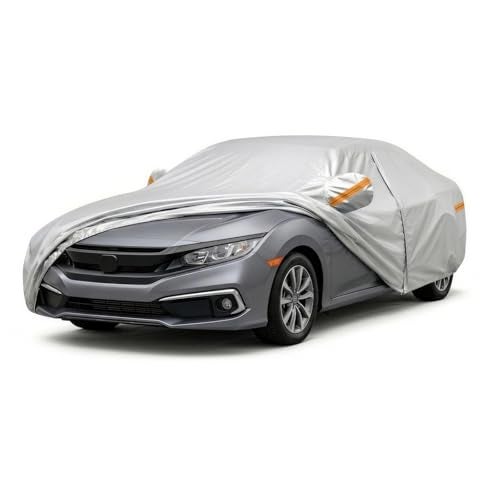 Coverra 6 Layer Heavy Duty Car Cover Custom Fit for Toyota Corolla 2000-2025, Honda Civic 1991-2026, Waterproof All Weather Car Tarp Outdoor Protection with Cotton Lining - Image 1