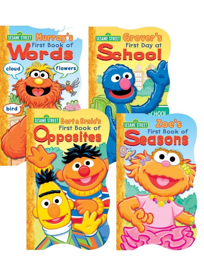Bendon مجموعة كتب لوحية على شكل شارع السمسم 1 2 3 ~ أول كتاب عن الكلمات، الأضداد، الفصول، وأول يوم في المدرسة (مجموعة من 4)  - Image 2
