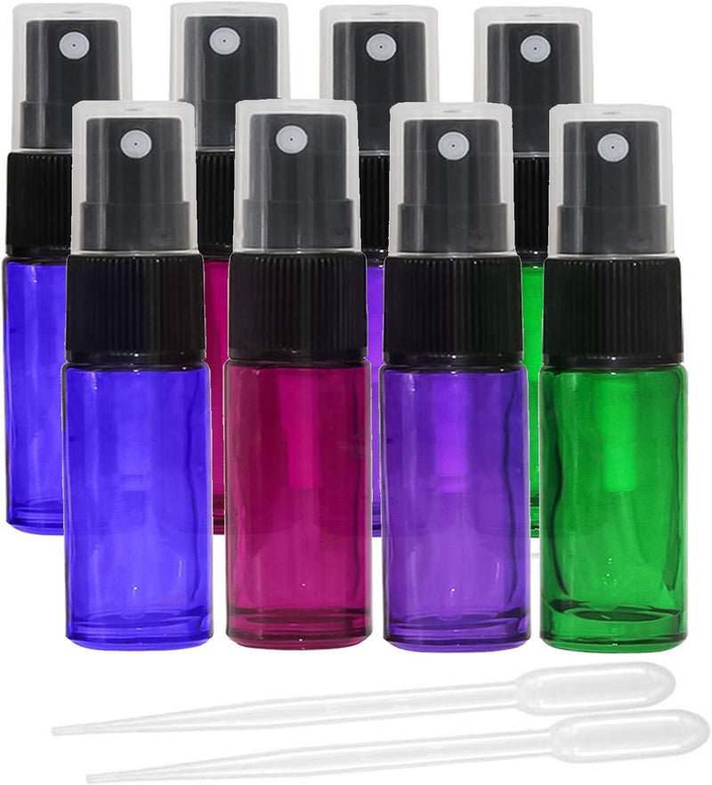 8Pcs 5ml Empty Glass Spray Bottles with Black Fine Mist SprayersTravel Perfume Atomiser Refillable Mini Portable Container Include 2 Droppers for Essential Oils or Night Out Fragrance
