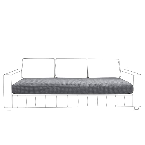 HOKIPO 240gsm Stretchable Elastic Bubble Seat Cushion Cover, 3 Seater, Pewter Grey (AR-5947-GRY) - Image 2