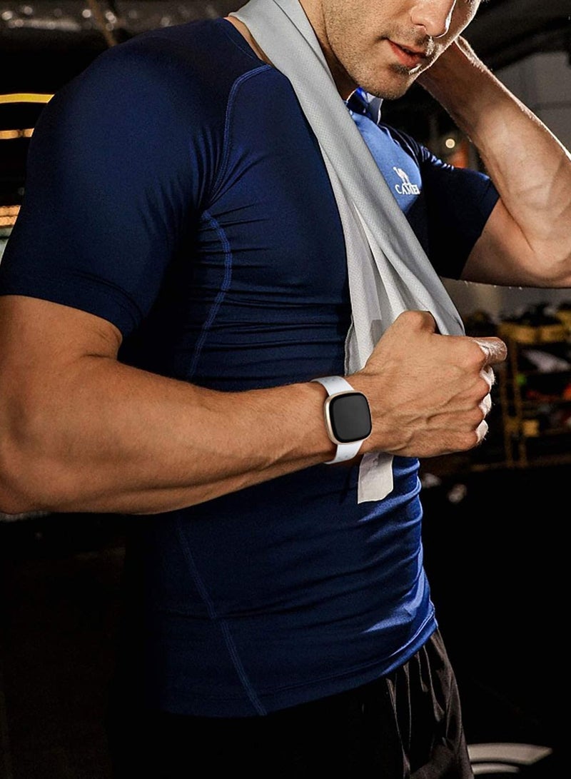 SYOSI Elastic Strap Compatible with Fitbit Versa 3 for Fitbit Sense Strap,Adjustable Nylon Sports Straps for Women Men, Breathable（4Pcs） - Image 3