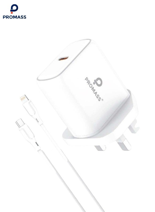 PROMASS "20W USB C PD Fast Charger with 1m Lightning Cable, Type C Fast Charging Adapter for iPhones, Wall Plug Wire Compatible with iPhone 14 Pro Max 13 12 11 Xs, iPad 7-9 Mini 5 Air 4" - Image 1