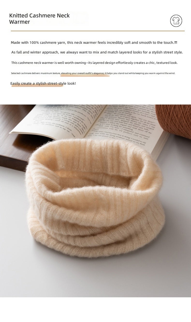 100% Cashmere Neck Warmer, Thick Knitted Snood Scarf, Adjustable Neck Gaiter for Unisex Adults & Kids, 38x24 cm, Solid Colors for Fall Winter Spring - Image 5
