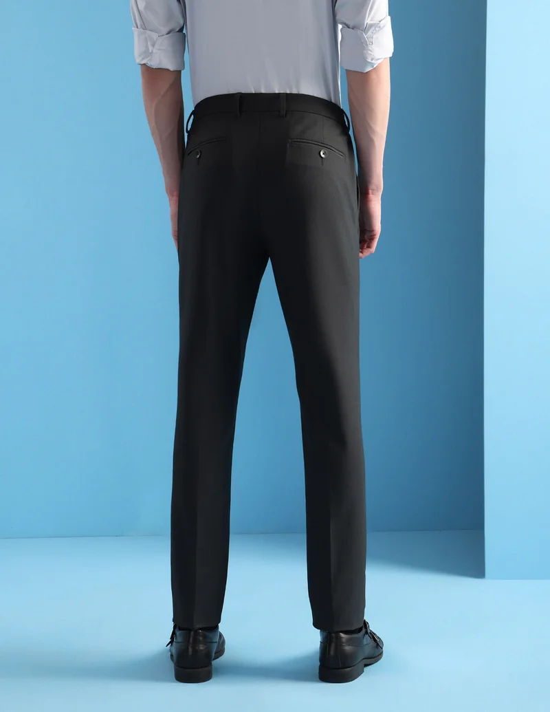 Arrow Dark Grey Mid Rise Slim Fit Velocity Trousers for Men | Best Price UAE