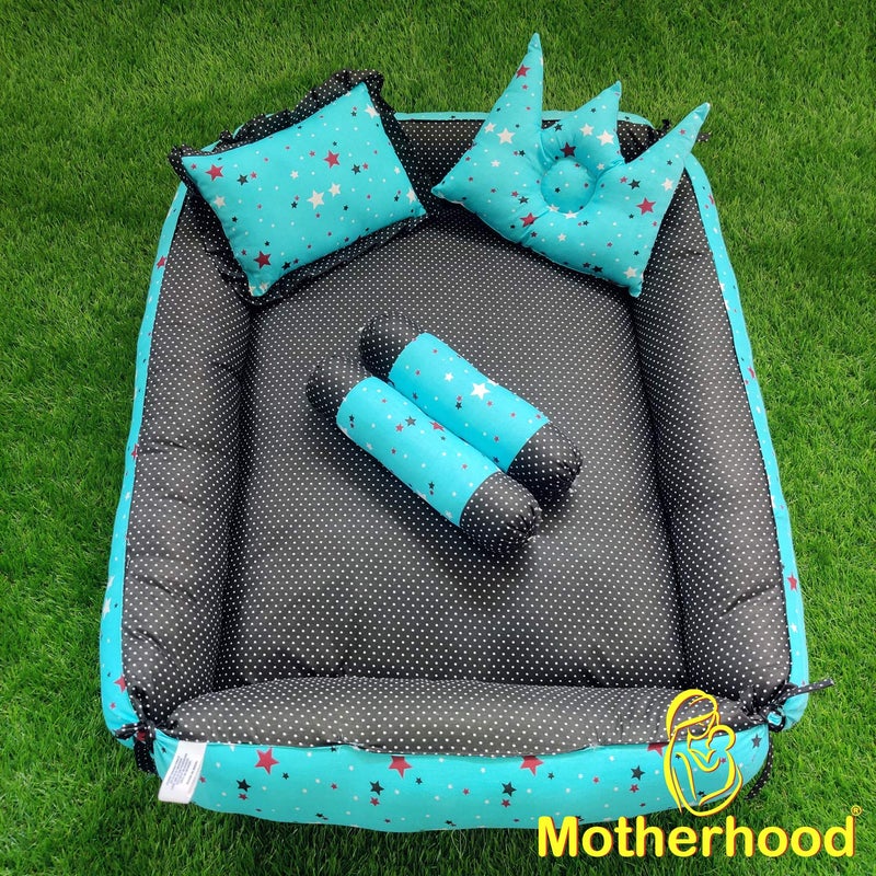MOTHERHOOD MOTHERHOOD Box Baby Tub Bed and 4 pc Baby Pillow Luxury Baby Mattress Bed Sleeper Bedding Set coSleeper Safe Cotton Fabric with RFilled UltraSoft Comfortable for Newborn to Toddlers Sky D - Image 2