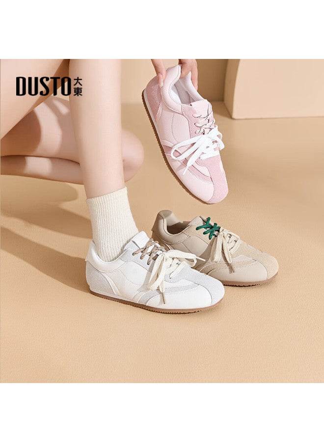 DUSTO Dadong Agan Women's Shoes, Spring New Fashion Casual Simple Flat Low-heel Lace-up Round Toe Sneakers 0708 - Image 2