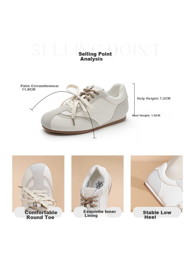 DUSTO Dadong Agan Women's Shoes, Spring New Fashion Casual Simple Flat Low-heel Lace-up Round Toe Sneakers 0708 - Image 1