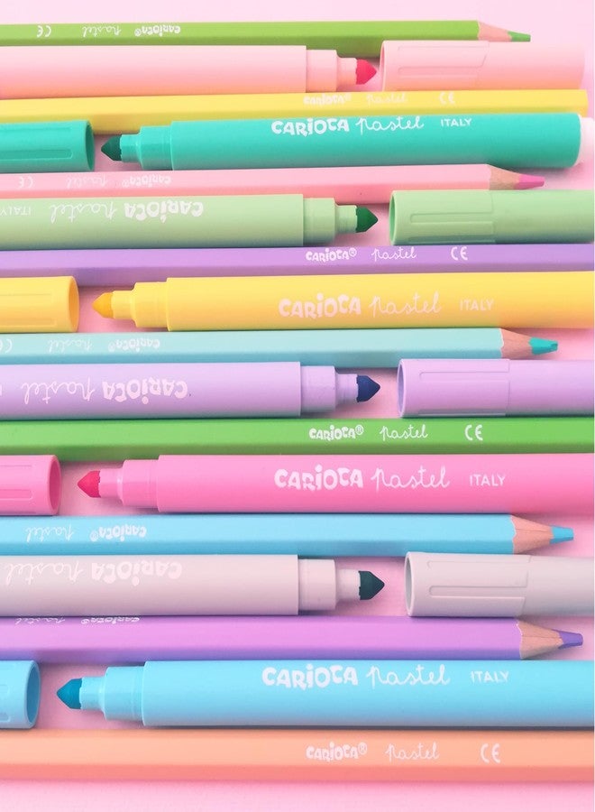 Carioca Pastel Markers - 8-Pack Super Washable Felt Tip Pens, Soft Pastel Colors, Non-Toxic Ink, Conical Blocked Tip for Double Stroke, School & Art Supplies for Kids, Made in Italy - Image 2