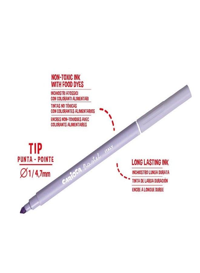 Carioca Pastel Markers - 8-Pack Super Washable Felt Tip Pens, Soft Pastel Colors, Non-Toxic Ink, Conical Blocked Tip for Double Stroke, School & Art Supplies for Kids, Made in Italy - Image 3