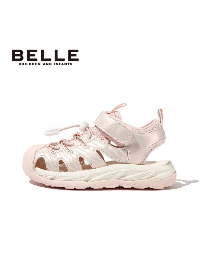 Belle Kids Summer Sandals Boys And Girls Beach Shoes Closed-toe Outdoor Sports Soft Sole Toddler Shoes Pink Size 31 - Image 2