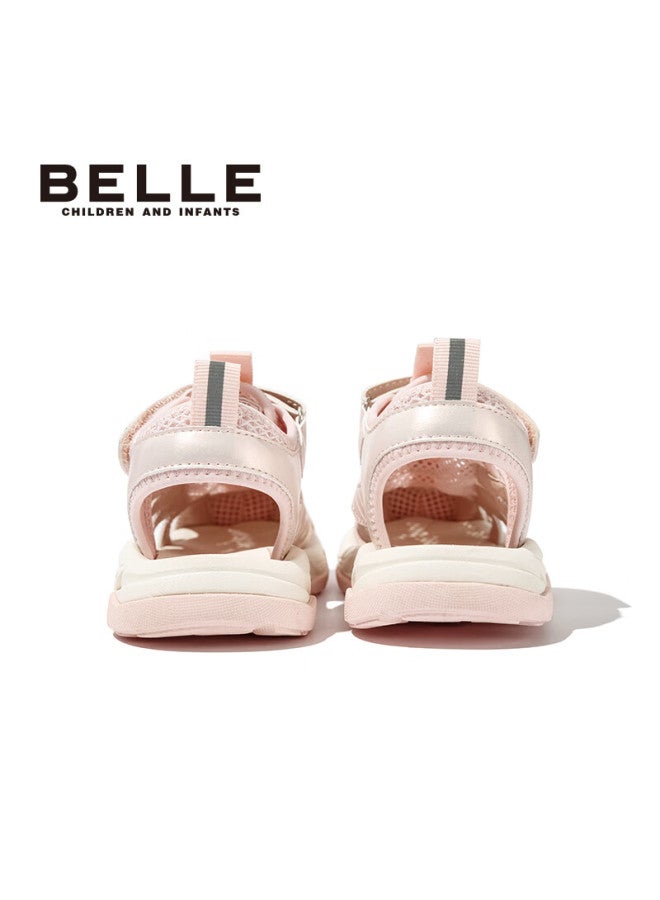 Belle Kids Summer Sandals Boys And Girls Beach Shoes Closed-toe Outdoor Sports Soft Sole Toddler Shoes Pink Size 31 - Image 4