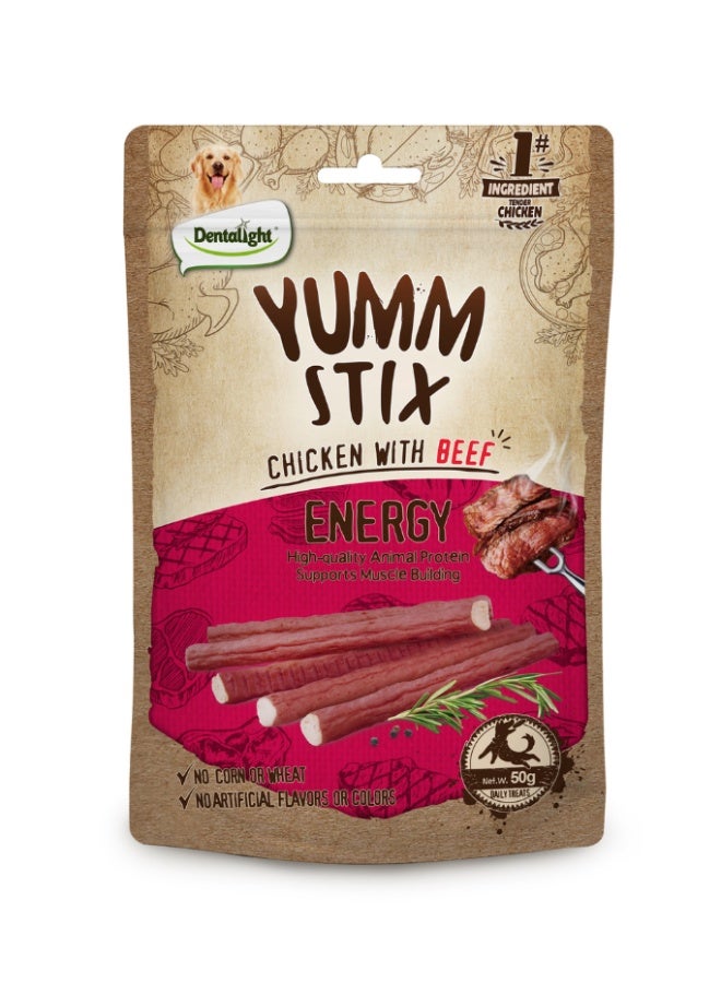Dentalight Yumm Stix Dog Treat 50g - Chicken With Beef