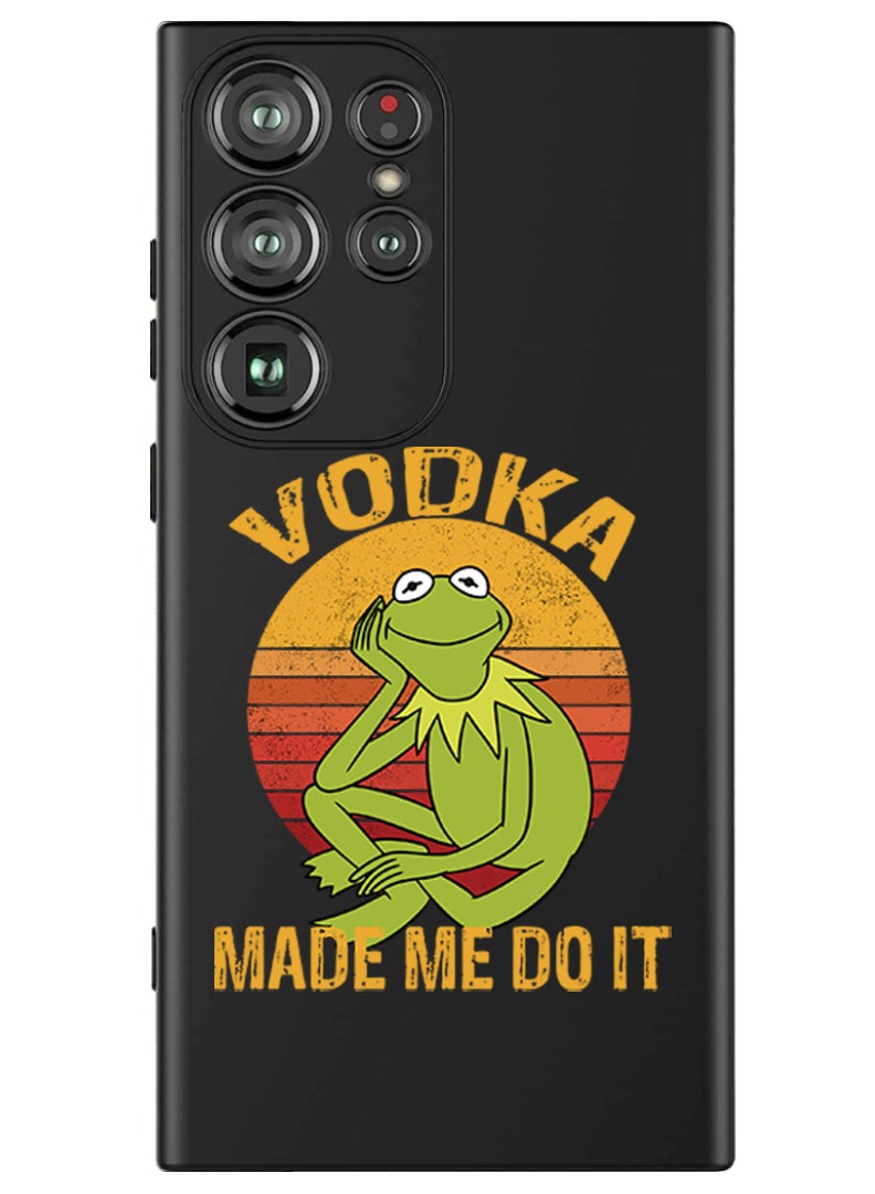 Theodor Protective Slim Fit Case Liquid Silicone Cover with Full Body Protection Anti-Scratch Shockproof Case For Samsung Galaxy S24 Ultra (Black) - Vodka made me do it - Image 1