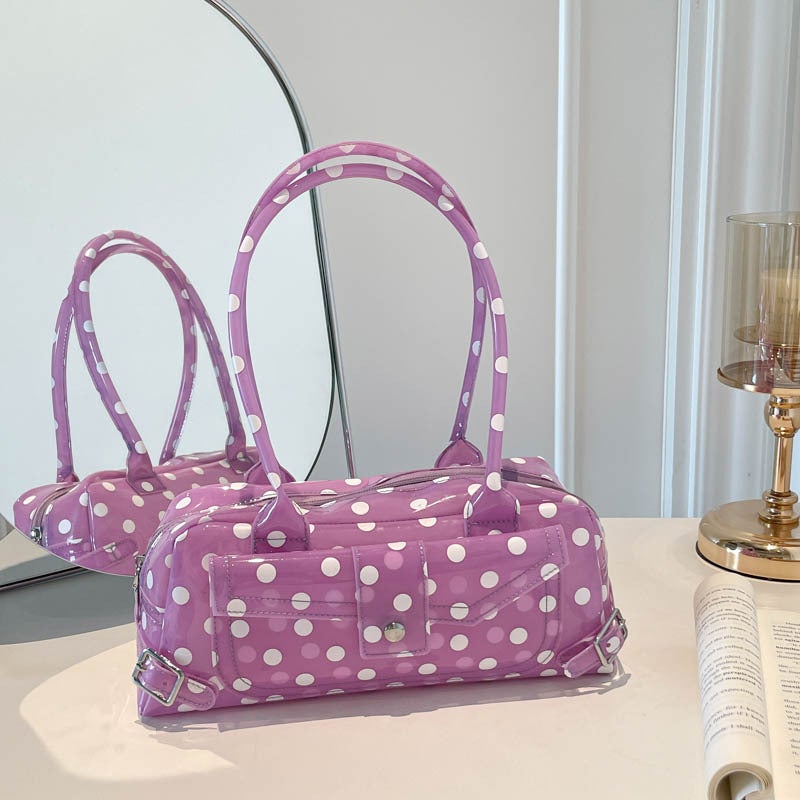 2026 New Retro Polka Dot Plastic Tote Bag for Women - Image 1