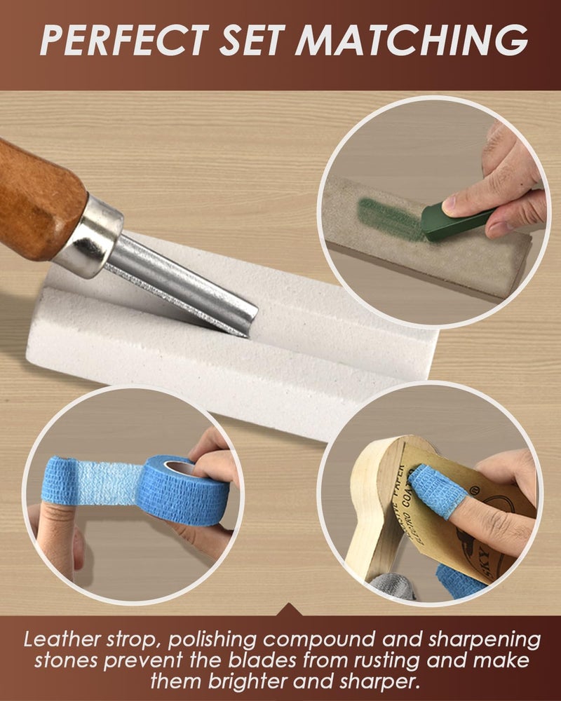 Bluvizo Wood Carving Kit Whittling Kit: Deluxe Wood Carving Tools Knife Set with Leather Case - Woodworking Hobby Kit for Beginners Adults Kids - DIY Art Craft Gift for Men Teens - Image 4