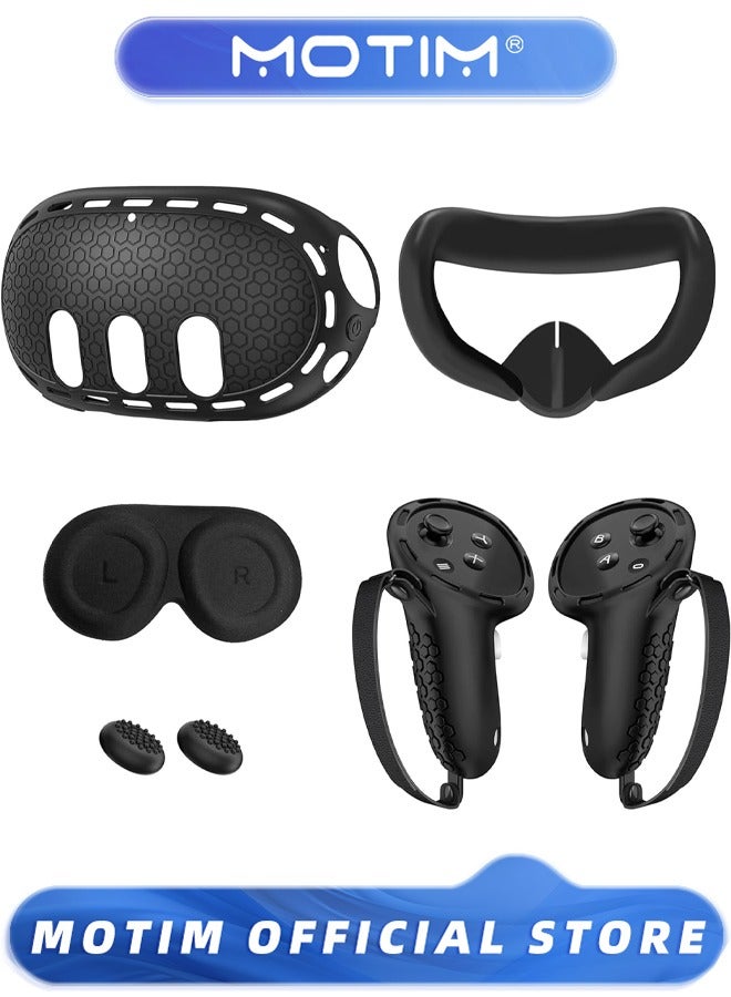 Motim 5 in 1 Protective Cover for VR Accessories Bundle, Silicone Cover Set Compatible with Oculus/Meta Quest 3 Accessories