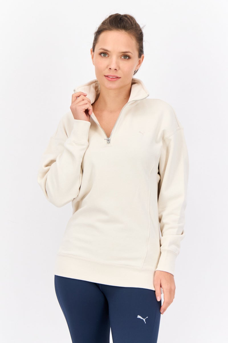 PUMA Women Sportswear Fit Long Sleeve Outdoor Sweatshirt, Ivory - Image 1