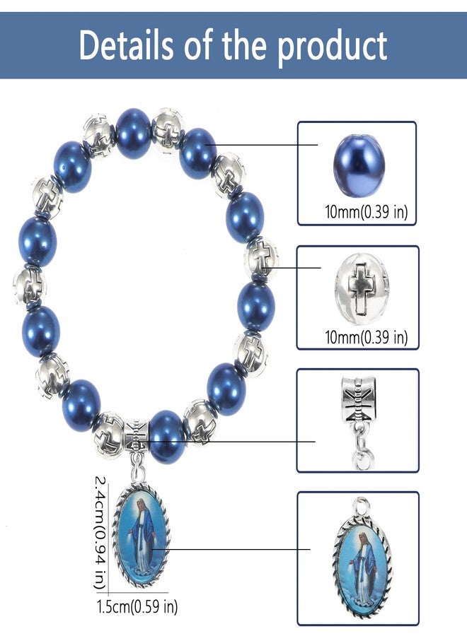 OEMOO Bead Bracelets for Women, Virgin Mary Medal String Bracelet, Rosary Strand Stretch Bracelet Religious Gifts Catholic Gifts for Women - Image 3