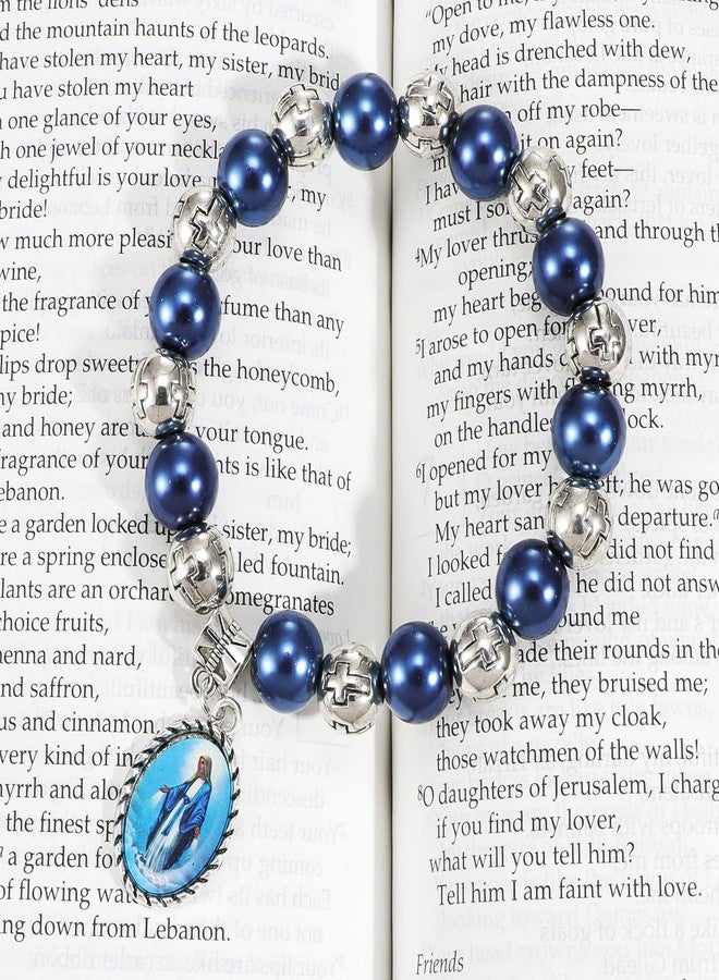 OEMOO Bead Bracelets for Women, Virgin Mary Medal String Bracelet, Rosary Strand Stretch Bracelet Religious Gifts Catholic Gifts for Women - Image 2
